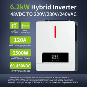 48V AC220V Potencia de salida de dos cargas 120A Max PV Cargador solar Inversor híbrido Encendido/fuera de la red con entrada de 6500W para sistemas de energía solar - Product Image 2