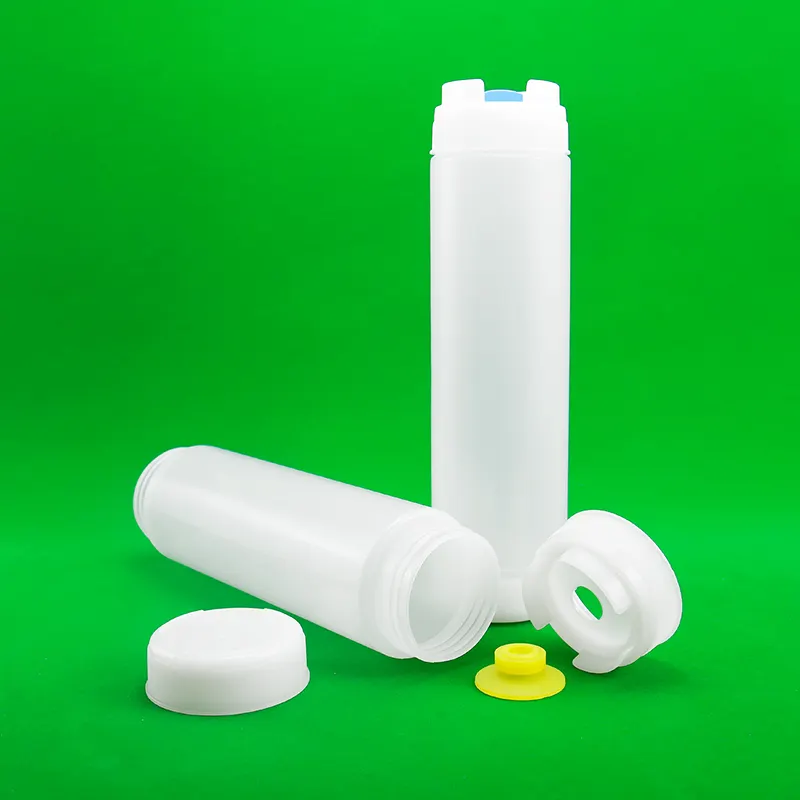 480 मिलीलीटर ldpe सफेद सॉस प्लास्टिक खाद्य पैकेजिंग और औद्योगिक उपयोग के लिए सिलिकॉन स्क्रू कैप के साथ बोतल