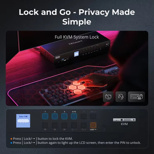 TESmart USB 3.0 HDMI + DP KVM开关，带耳机音频和麦克风3监视器4台电脑4K 60hz遥控KVM对接 - Product Image 3