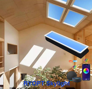 Casa inteligente dormitorio tragaluz artificial LED techo virtual Tuya Alexa sistema incrustado cuadrado azul cielo Luz - Product Image 4