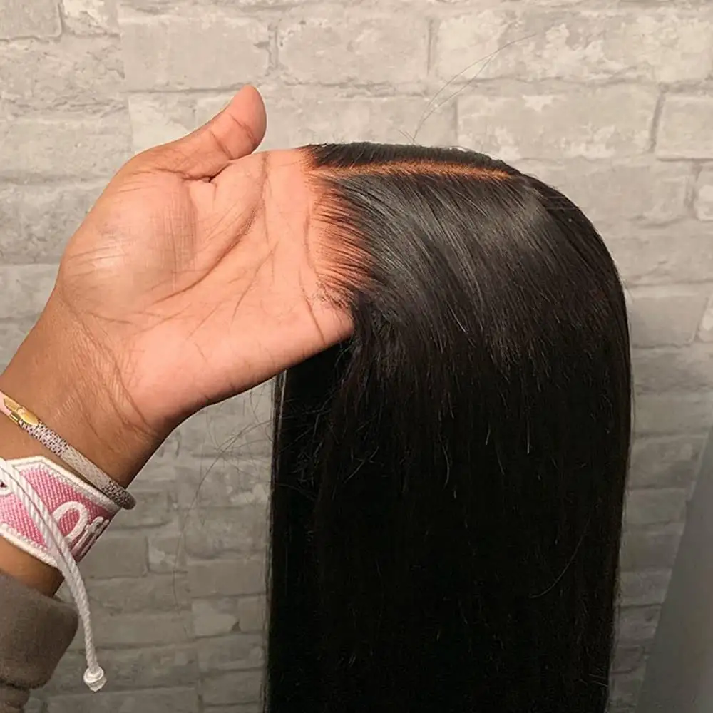 Wig rambut manusia kelas 10a Wig rambut Brasil Virgin dan Wig rambut manusia tanpa lem lurus Wig renda HD depan untuk WANITA HITAM