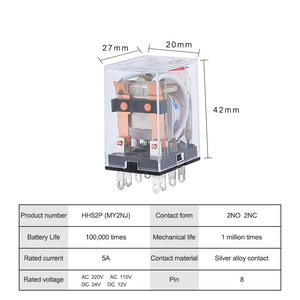 MY2NJ MY2 DPDT Mini Electromagnetic Relays Switch光電センサーAC 110V 220V DC 12V 24V 5A Power Relay 8 Pin Coil - Product Image 6