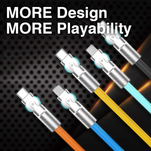 180 dönen hızlı şarj kablosu USB tip C kablosu LED esnek döner bağlayıcı dayanıklı kalın kauçuk güvenlik şarj - Product Image 5