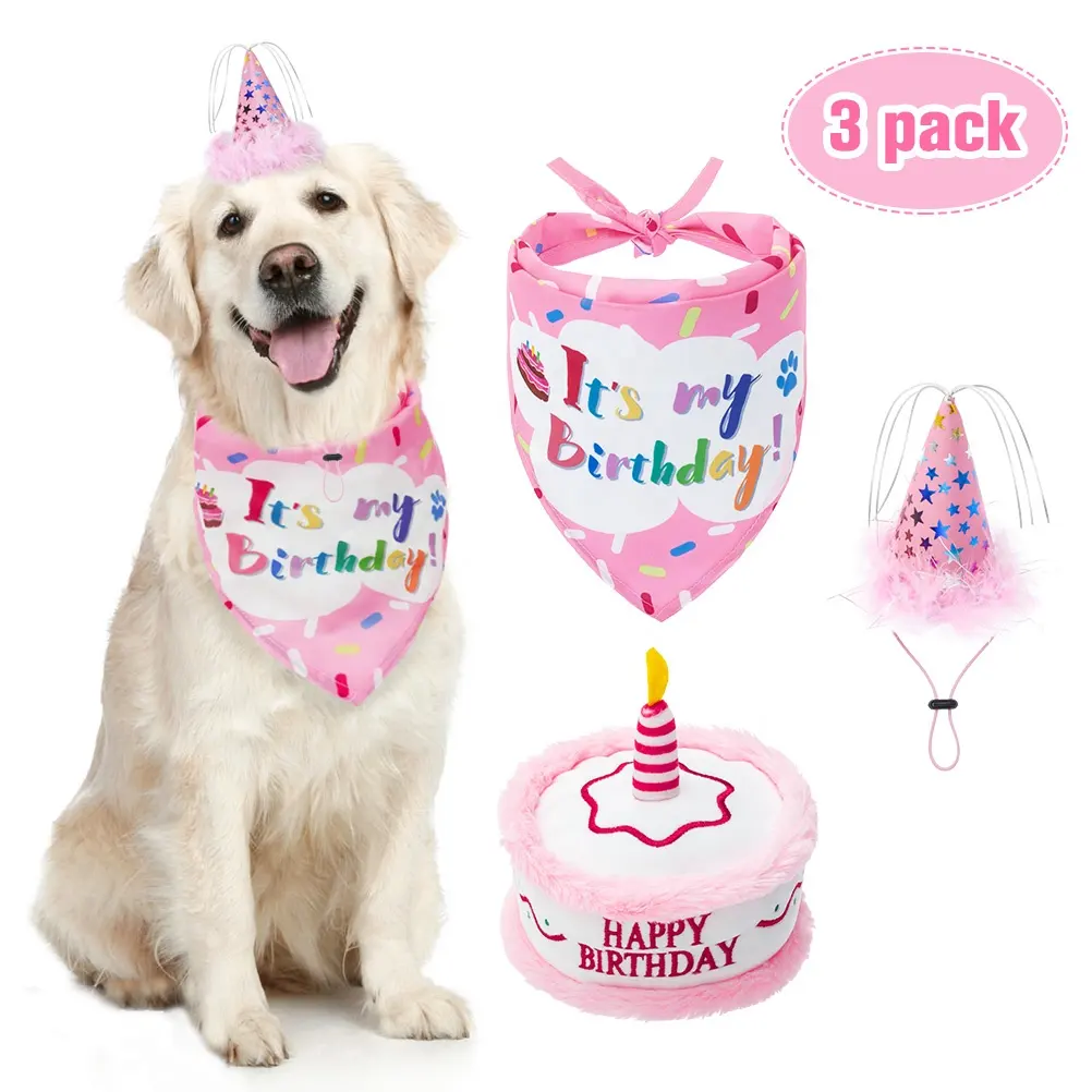 犬の帽子かわいいデザイン素敵なペットの帽子誕生日バンダナペットの犬の誕生日パーティーケーキ猫犬の誕生日スカーフバンダナ