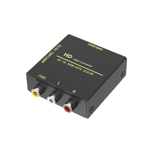 Carcasa de metal negro mini1080p, ENTRADA AV RCA a salida HDMI, adaptador de caja de vídeo para portátil, PS4, X-BOX, DVD, cámara VCR