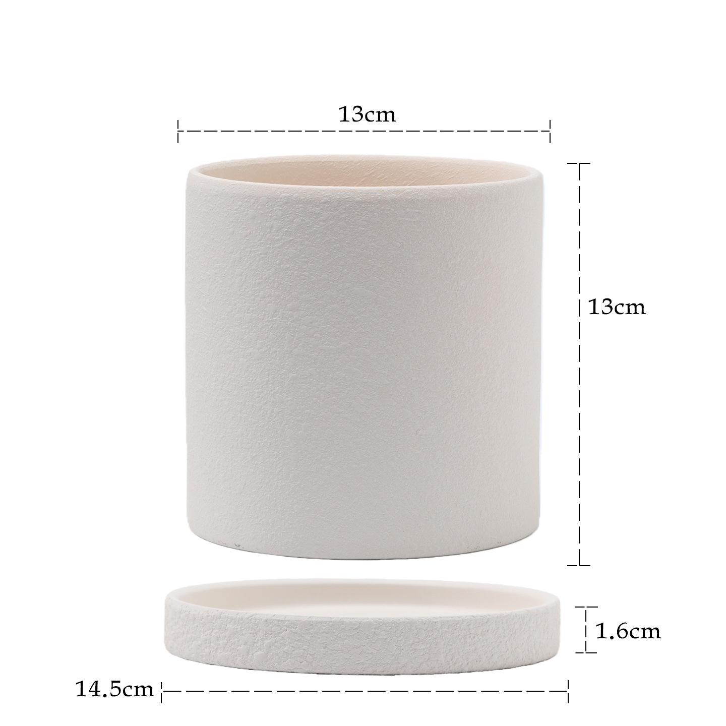 Straight cylindrical bisque clay slurry-textured surface-1313 cm