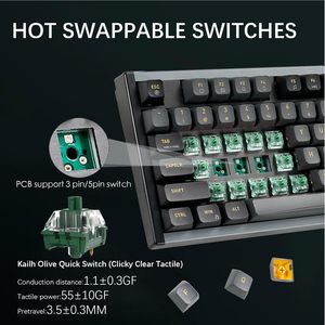 高品质75% 铝盒热插拔RGB c型USB 83键有线Pbt键帽桌面游戏机械键盘