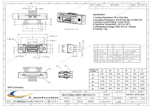 LECHUAN d-sub mikro-d konnektörler 20Pin SCSI kadın MDR dikey priz PCB kartı montaj M2.5 konu 10220-6212PC terminali - Product Image 4