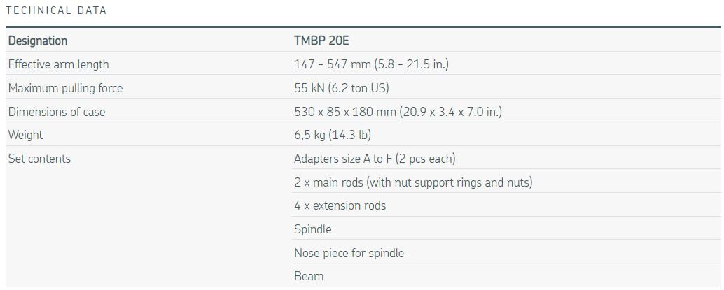 Blind housing puller TMBP20E Removes bearing without dismantling machinery Deep groove ball bearing clutch