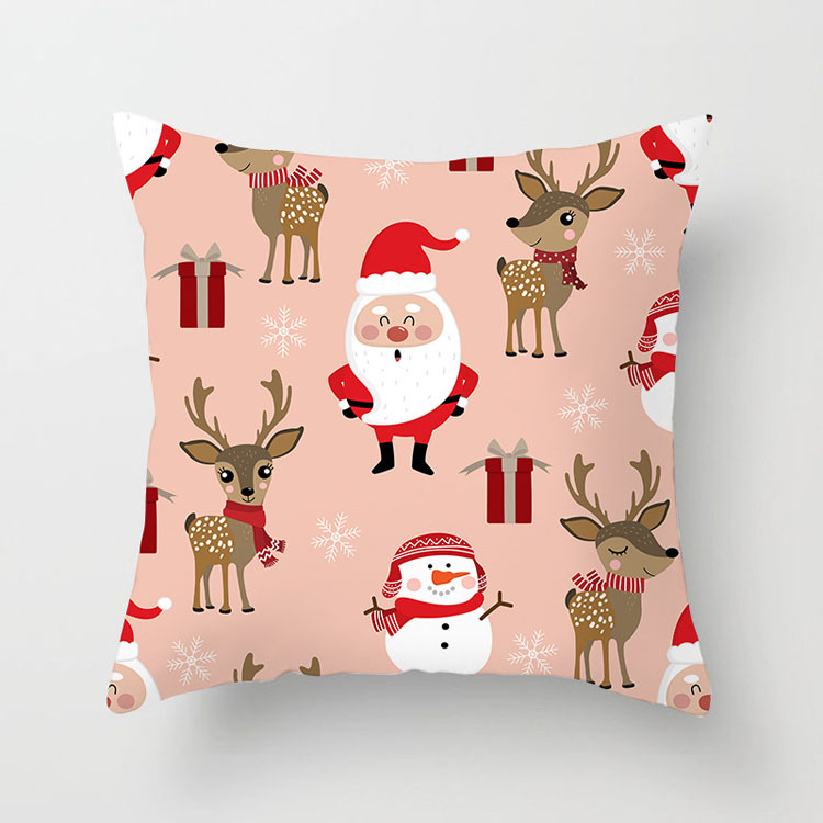Factory Direct Nordic Style Cushion Cover Custom Christmas Deer Print Cushion Cover