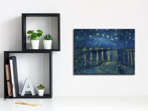 Tranh in vải hiện đại Wieco - Đêm đầy sao trên sông Rhône của Van Gogh - Bản sao tranh sơn dầu nổi tiếng để trang trí nhà cửa và văn phòng - Product Image 4