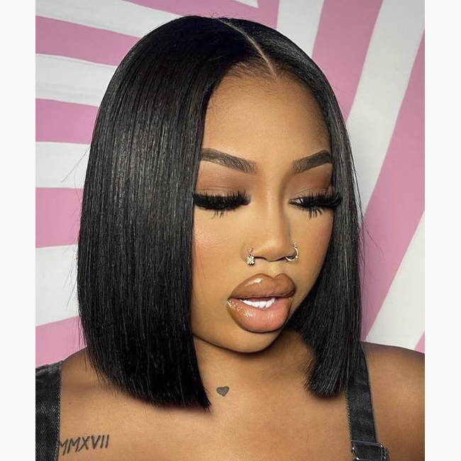 10inch 180% density 5X5 closure wig bob transparent lace