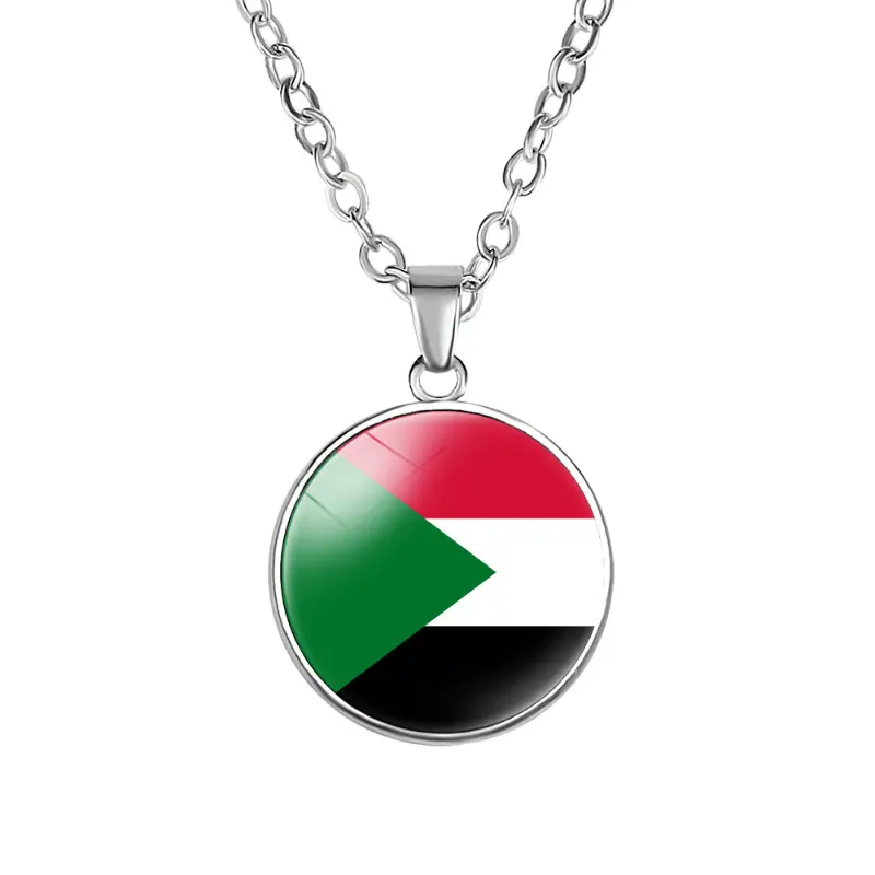 Palestina Egipto Sudáfrica Congo Kenia banderas de varios países africanos tiempo collar con colgante circular de piedras preciosas