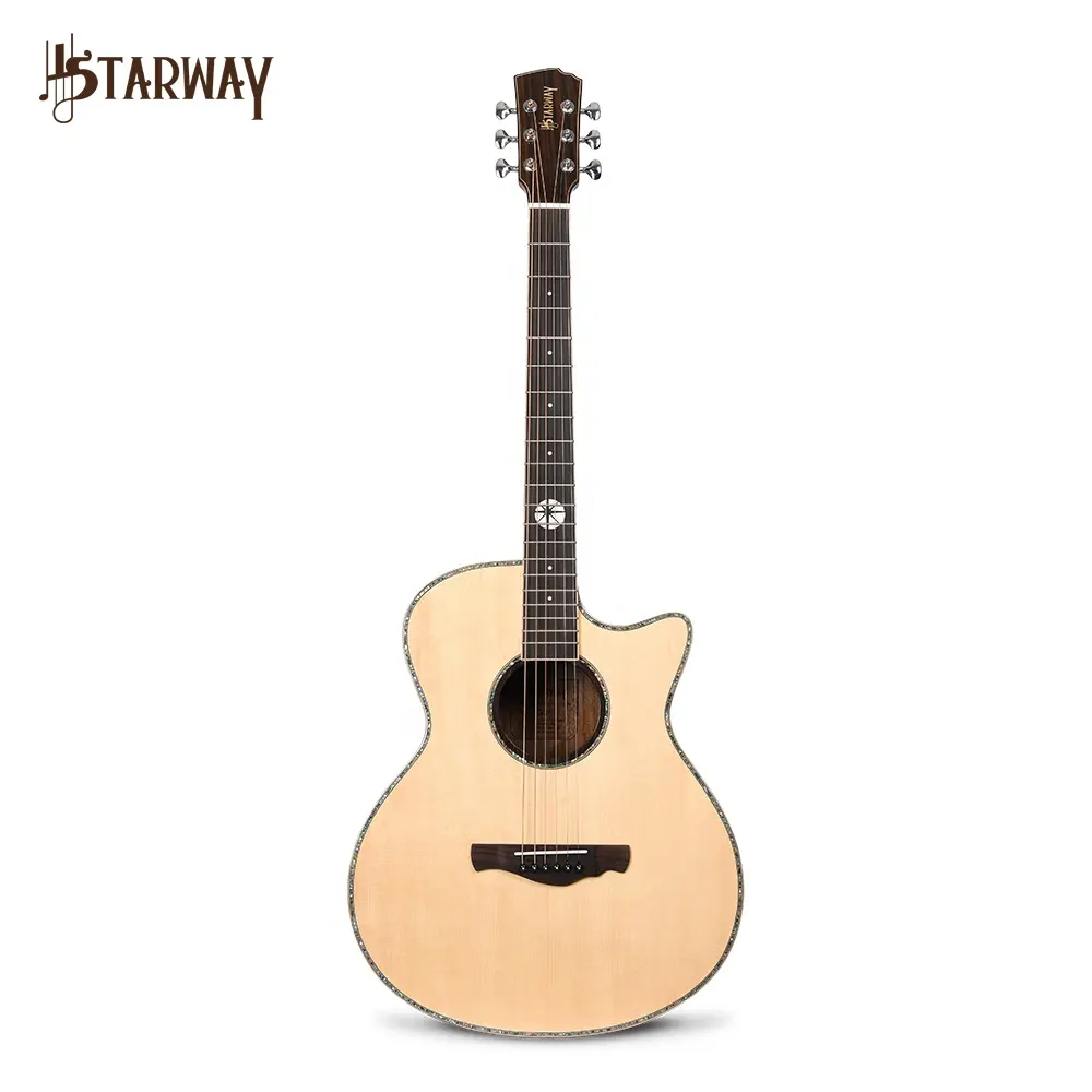 Starway-guitarra acústica G36 de abeto, instrumento de música hecho a mano de 6 cuerdas, para principiantes o actuaciones, 40 pulgadas