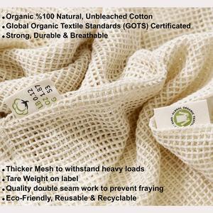 Custom with Logo Printing <strong>String</strong> Drawstring Pouch Reusable Grocery Shopping <strong>Handle</strong> Net Produce Bag Organic Cotton Mesh Bags - Product Image 6