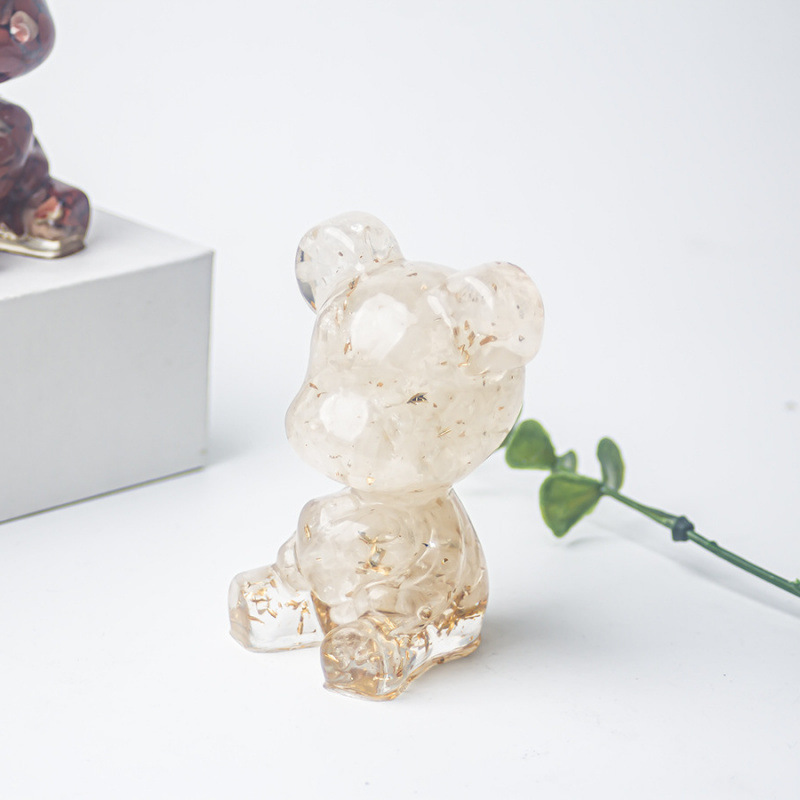 colorful White crystal + gold leaf