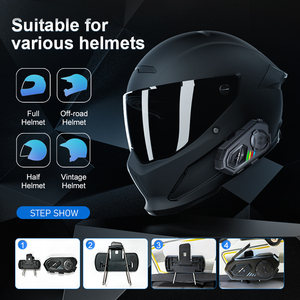 Sistema de comunicación de casco de largo alcance para 8 personas, intercomunicador inalámbrico para motocicleta, Chipset dual para compartir audio inteligente, 2 unidades - Product Image 6