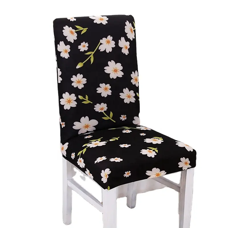 स्पैन्डेक्स इलास्टिक ज्यामितीय पौधे फूल पैटर्न सरल शैली कुर्सी खिंचाव डस्टप्रूफ रसोई आधुनिक भोजन सीट कवर कवर