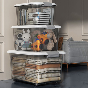 <strong>Stackable</strong> and <strong>Nestable</strong> Storage Boxes <strong>With</strong> <strong>Lids</strong> and Secure Latching Buckles, Plastic Clear Large Storage <strong>Container</strong>