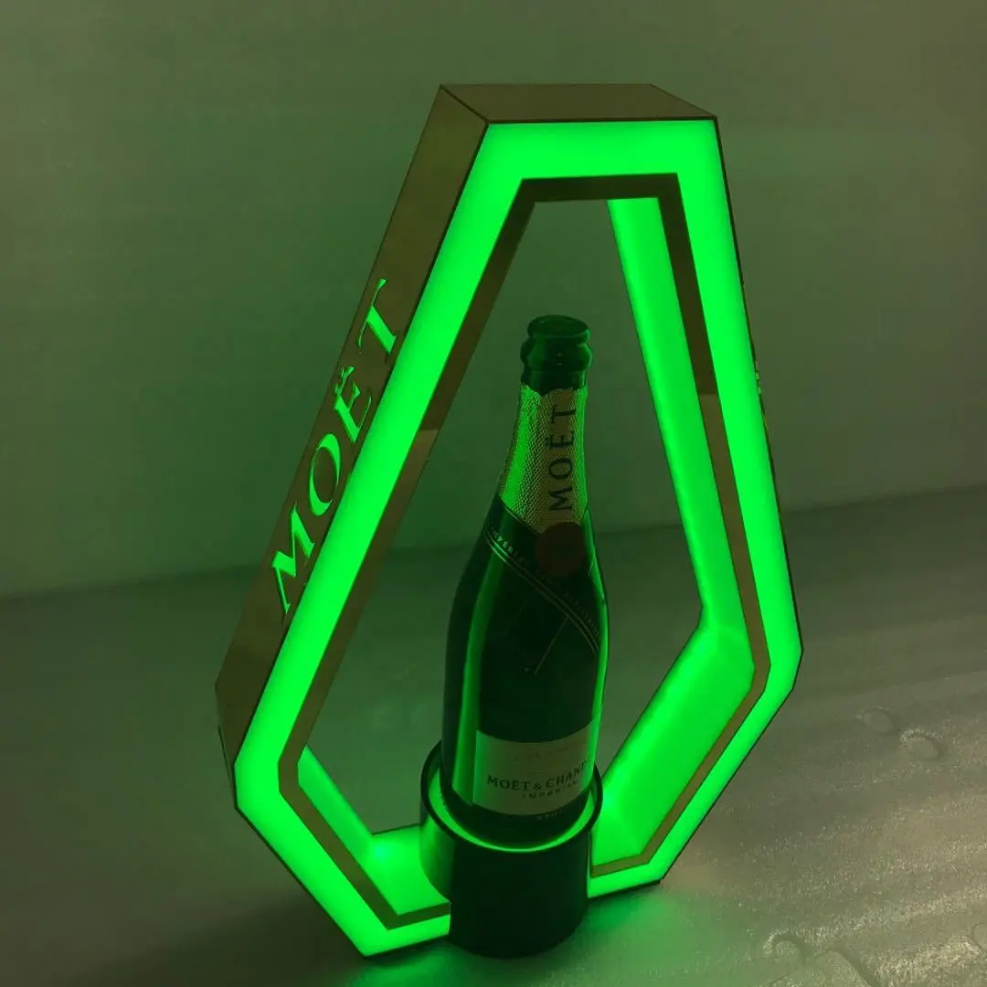 Glorificador de garrafa de vinho de champanhe led, tela personalizada de acrílico único para clube noturno