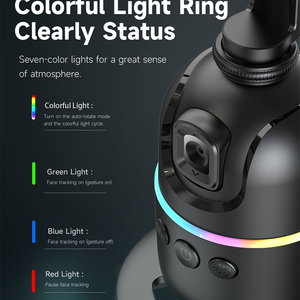 カラフルなライトリングを備えた360度インテリジェント顔認識追跡ジンバル自撮り棒 - Product Image 2