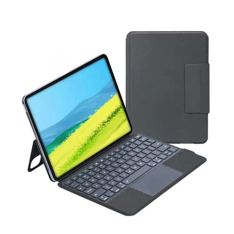 Tablet 10.9 11 12.9 polegadas sem fio de couro pu, teclado inteligente, capa de 360 graus, rotação mágica, teclado touch magnético para ipad pro