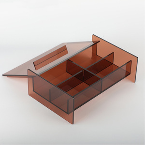 LS Royal acrylic food storage box 4 grids for plexiglass <strong>dark</strong> color nuts Peanut Walnut <strong>display</strong> case with lid - Product Image 4
