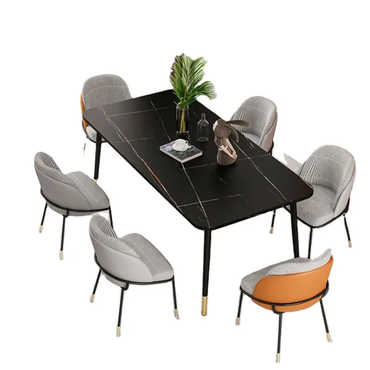 Reliable Quality black marble table top restaurant 6 seater dining table