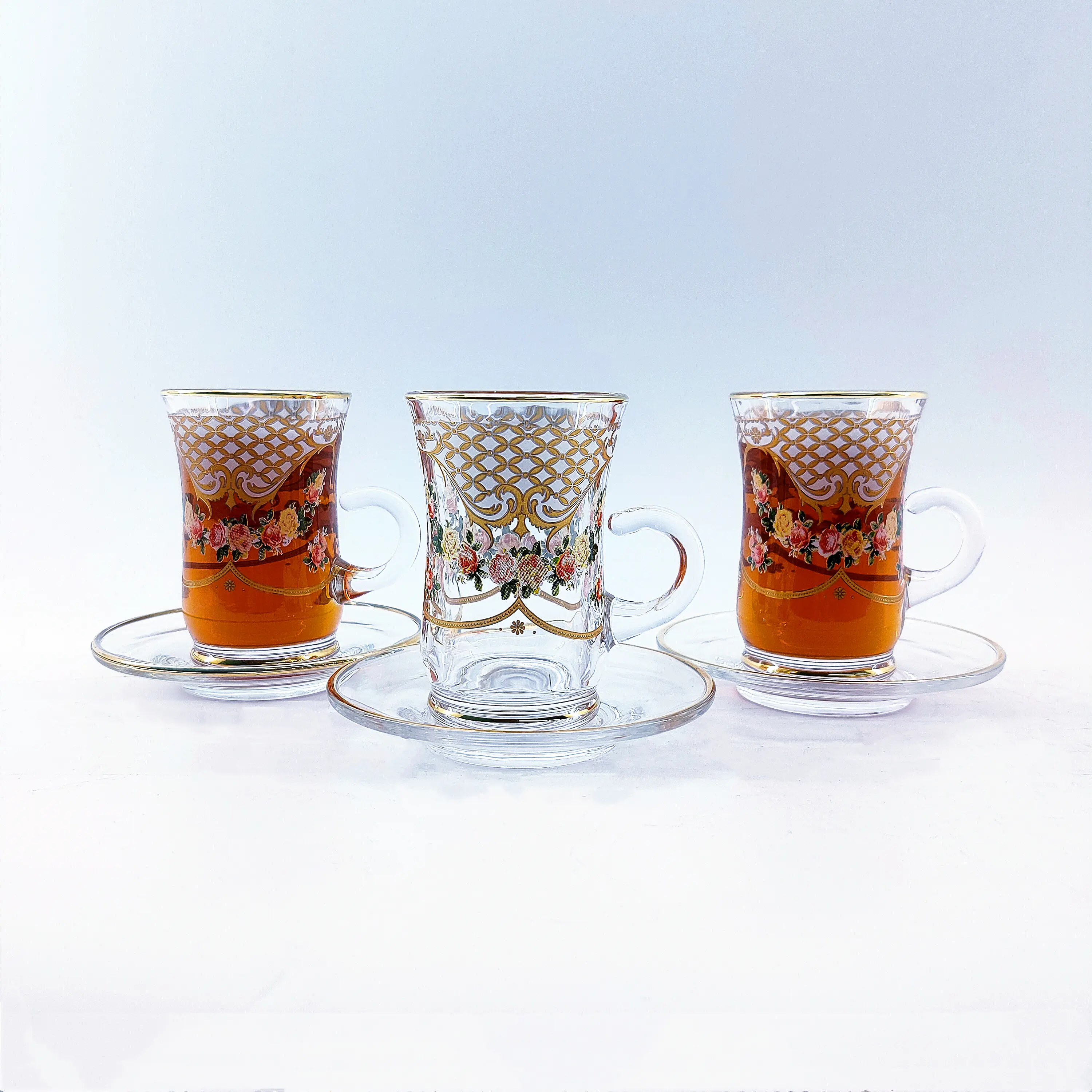 Di lusso Arabo di Ramadan di caffè di vetro tazza di tè e piattino set