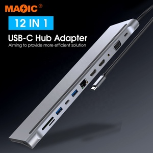 12 En 1 Usb Hub 4K HDMI DP Vga Rj45 Ethernet SD TF PD Usb 3,0 Hub Tipo C USB C Hub Estación de acoplamiento para computadora portátil - Product Image 4