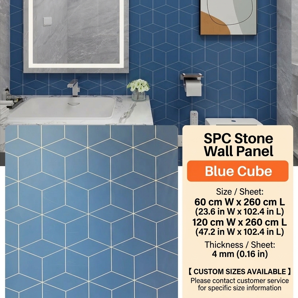 Spc stone-crystal wall panel-blue cube-same style as hotel