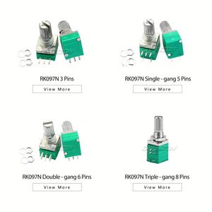 Potenciómetro giratorio lineal de doble banda única RK097N B5K 10K 20K 50K 100K 250K Potenciómetro RK097 de 3/5/6 pines para control de volumen - Product Image 2