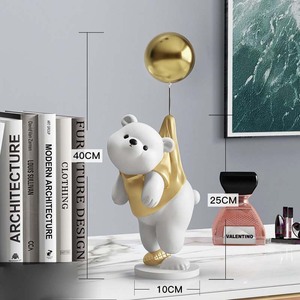 Dropshipping 2022バルーンアニマルパターン付きアートレジンベア像ホームウェディングデコレーション誕生日ギフトベア彫刻 - Product Image 3