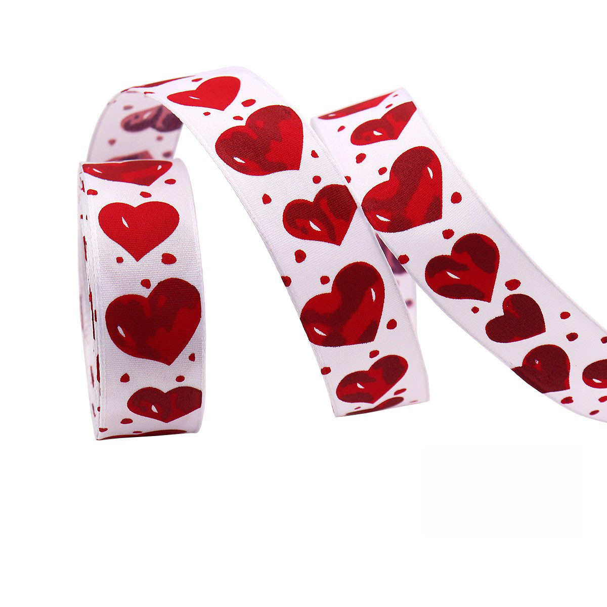 Blanc-grand cœur rouge-2,5 cm * 10 mètres