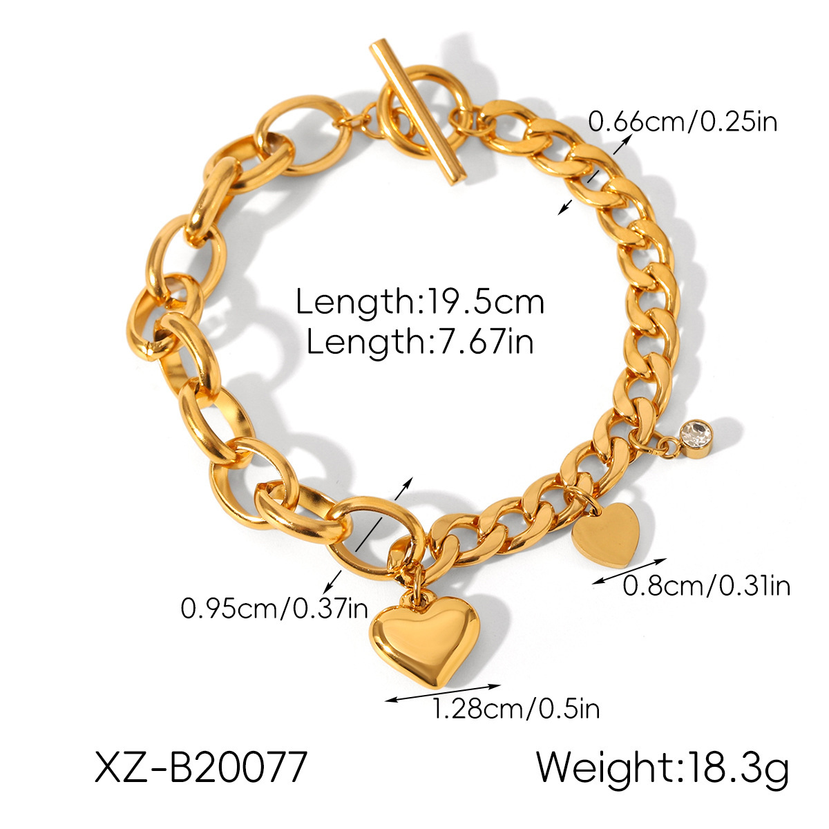 Mix Link Toggle Heart Bracelet