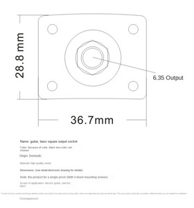 Quảng trường phong cách Jack tấm Guitar Bass Jack 1/4 đầu ra đầu vào jack cho LP SG Tele guitar điện chrome đen vàng - Product Image 6