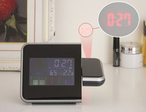 นาฬิกาปลุกฉายภาพดิจิทัล LED,พร้อมโปรเจคเตอร์ USB นาฬิกาเลื่อนปลุกสำหรับสถานีอากาศเทอร์โมมิเตอร์แสดงเวลาปฏิทินแสดงวันที่ - Product Image 6