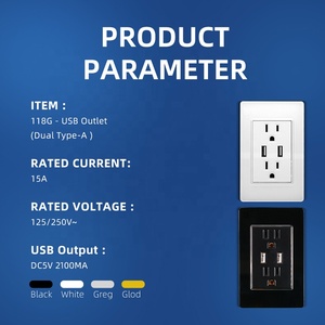 Luxury Design American Light Switch and <strong>Socket</strong> 110 Volt 220 Volt <strong>6</strong> Pin <strong>Socket</strong> With Double USB Type a - Product Image 5