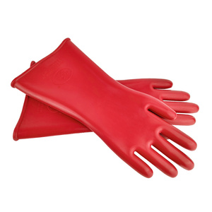 Red Rubber Electrical Isolating <strong>Gloves</strong> Anti-Slip Max Testing Voltage <strong>12KV</strong> Working Voltage 3kV Length 410mm