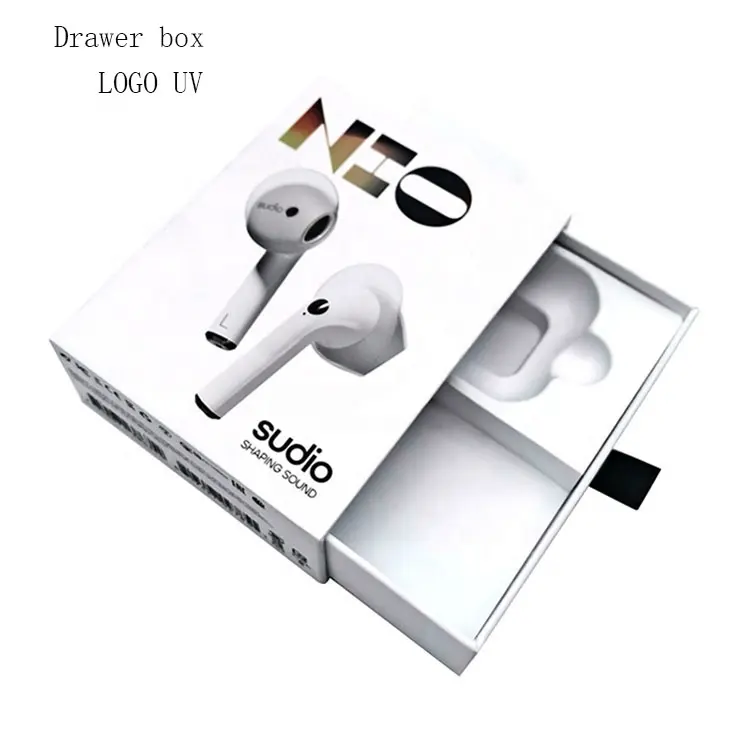 Kotak Earphone Putih Mewah Kustom dari Headphone A6s Kotak Kemasan Produk Elektronik Pabrik dengan Logo Kustom