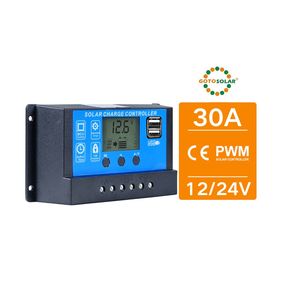 GT Солнечный PWM контроллер солнечного зарядного устройства 30 А 20 А 10 А контроллер солнечного заряда 12 В 24 В автоматический ЖК-дисплей 5 В двойной USB выходной контроллер - Product Image 1