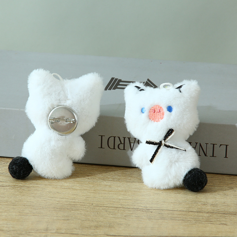 Bow piggy blanc (style broche)
