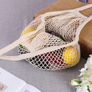Grandi borse di cotone a rete con motivo a righe Logo lavabile in corda riutilizzabile eco-friendly semplice ecologia Design per lo Shopping - Product Image 2