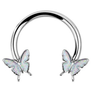 Steel-colored white butterfly sequins