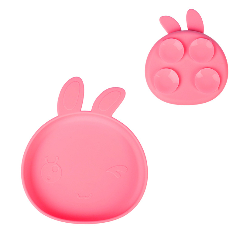 Assiette lapin rose