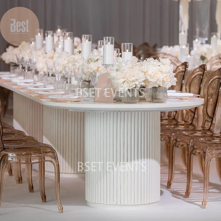 2023 più nuovo Design moderno stile crema colonna romana gambe tavolo Base tavoli da sposa ovali