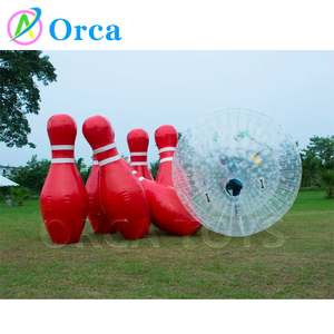 Zorbing topu ile şişme PVC Bowling topu, kar rampası ve çim yamacında şişme Jumbo-Ball Bowling kurulumu - Product Image 1