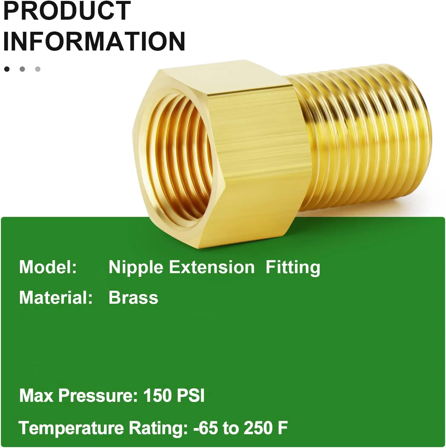 Brass Pipe Fitting  Extension Hex Adapter  1/2" Male Pipe x 1/2" Female Pipe