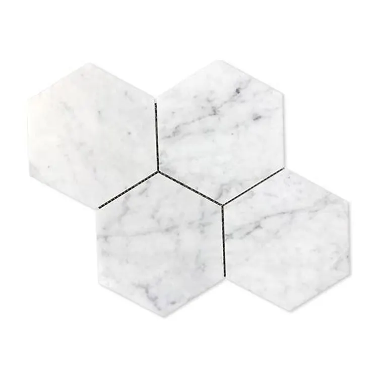 Newstar - Azulejo de piso de mármore hexagonal de tamanho grande, mosaico grande, azulejos de parede com lascas, mosaico de mármore hexagonal de 30 cm, pedra para piso