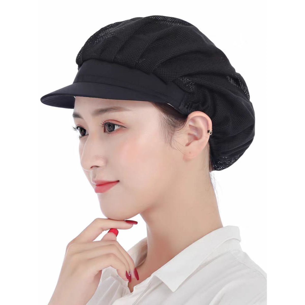 Black half-net food cap